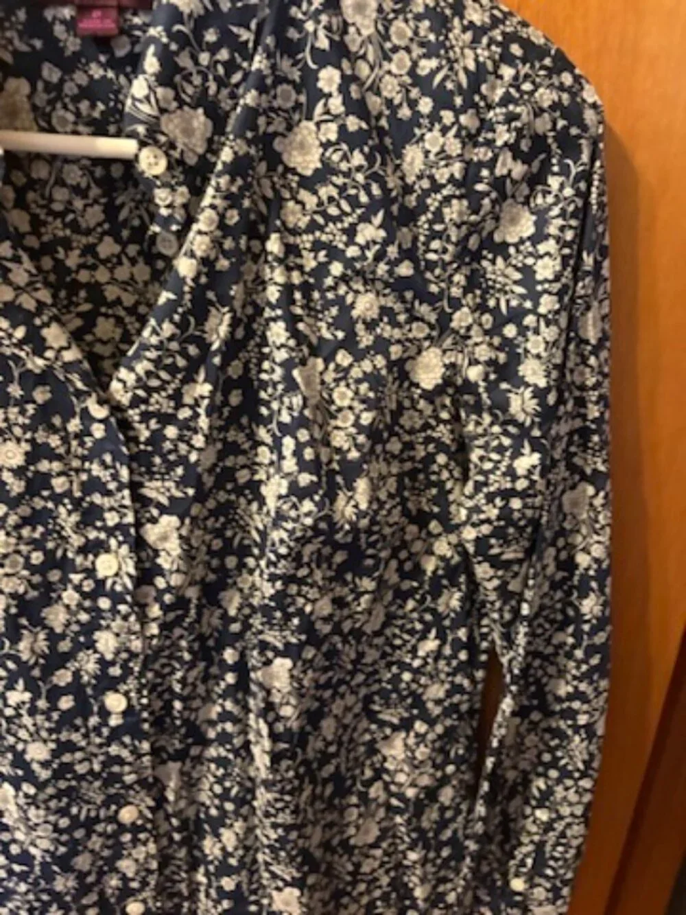 J crew womens size 8 Liberty London Long Sleeve Navy White Floral Shirt Art